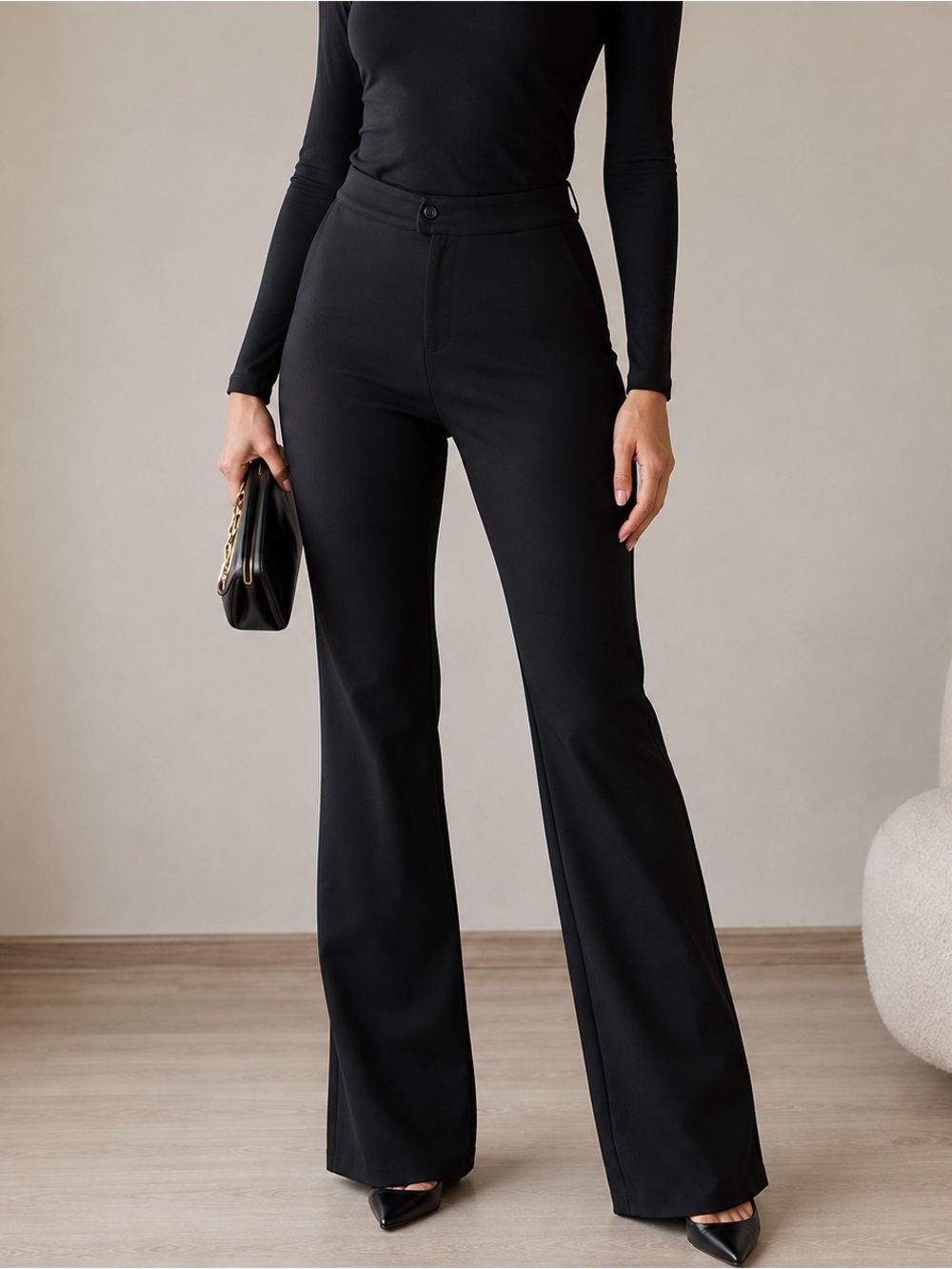 ONLY Brand New Women’s Mid-Rise Black Flare Leg Dress Pants Size M